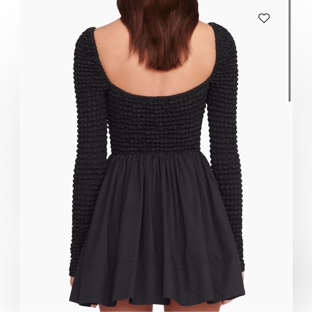 STAUD Black Textured Long Sleeve Dress - Picture 3 of 4